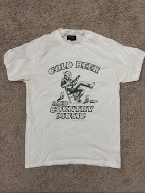 Cold Beer and Country Music Graphic Tee - White